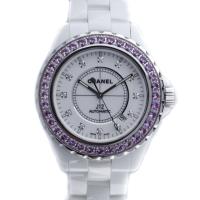 Chanel Full Size White J12 - Pink Sapphire Bezel 42mm H 2011