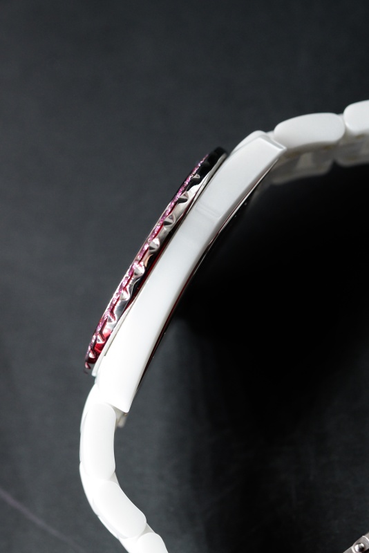 Chanel Full Size White J12 - Pink Sapphire Bezel 42mm H 2011