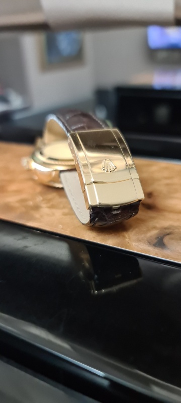 Rolex Sky-Dweller Yellow Gold Champagne Arabic Dial on Strap 326138